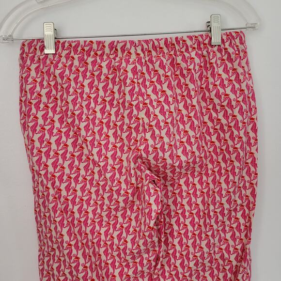 Vineyard Vines Christmas Pajama Pants Seahorse Santa hats Pink Women XXS - Picture 6 of 12